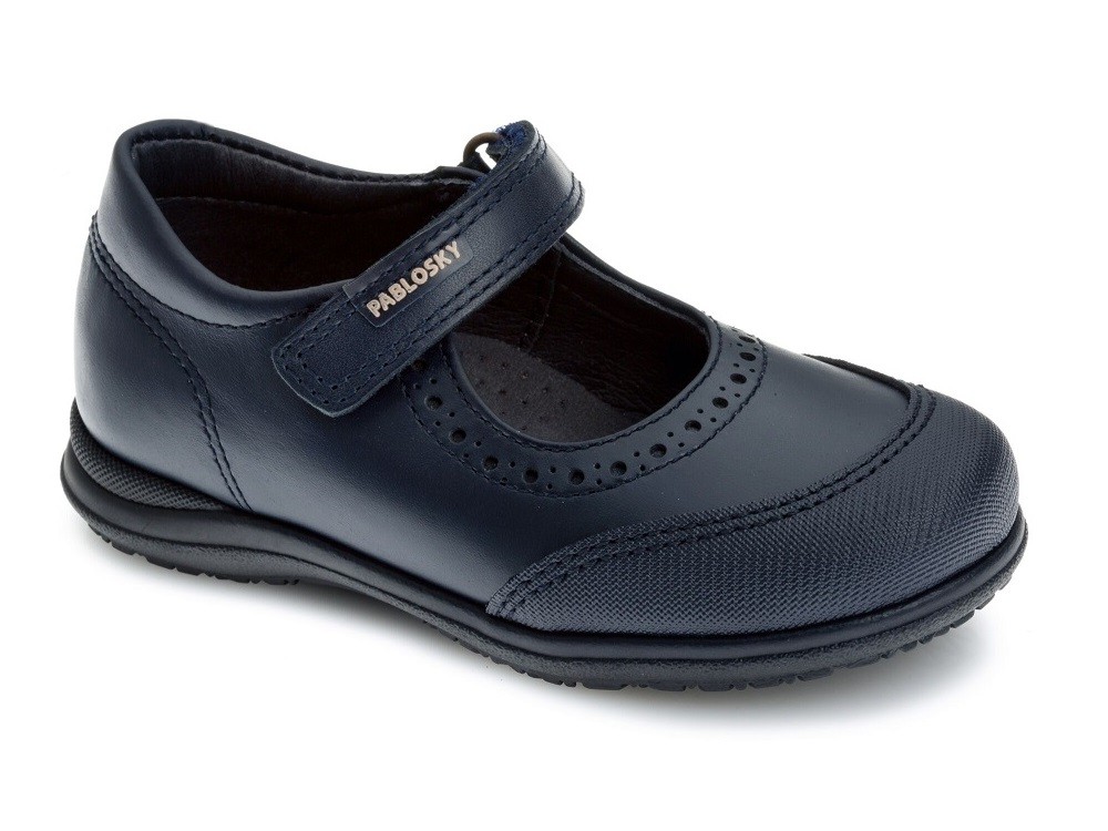 Mercedita Zapatos de Uniforme Colegial ➤ Colegiales Azul Marino Niñas PABLOSKY 