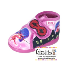 Zapatillas de estar en casa rosas de Ladybug con velcro, de Zapy