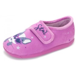 Zapatillas rosas de casa para niña con brillantes y velcro, de Zapy