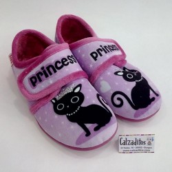 Zapatillas para estar en casa rosas de gatito con velcro, de Zapy