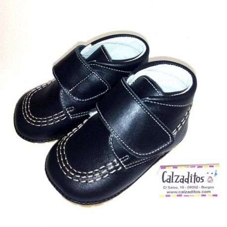 Botitas para bebé unisex en piel azul marino, de Aladino Shoes